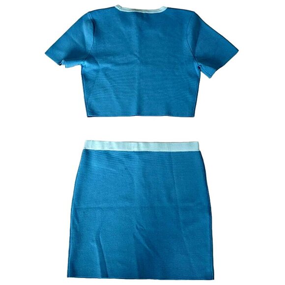 House Of Harlow 1960 Women's Blue Combo Crop Top And Skirt Set Size L/G NWT - Picture 2 of 15